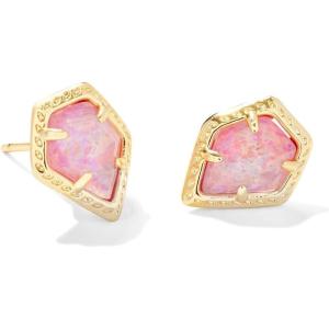 imageKendra Scott Framed Tess Stud Earrings Fashion Jewelry for WomenGOLD LUSTER  ROSE PINK OPAL