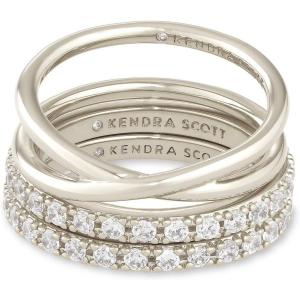 imageKendra Scott Livy RhodiumPlated Rings Set of 3 in White Crystal Size 8