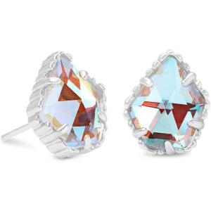 imageKendra Scott Tessa Stud Earrings for Women Fashion JewelryRHODIUM  IRIDESCENT DICHROIC GLASS