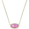imageKendra Scott Elisa Pave Frame Short Pendant Necklace Fashion Jewelry for WomenGOLD  PINK OPALESCENT RESIN