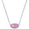 imageKendra Scott Elisa Pave Frame Short Pendant Necklace Fashion Jewelry for WomenRHODIUM  PINK OPALESCENT RESIN