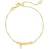 imageKendra Scott Mama Script Delicate Chain Bracelet in White Pearl Fashion Jewelry for WomenGOLD  WHITE PEARL