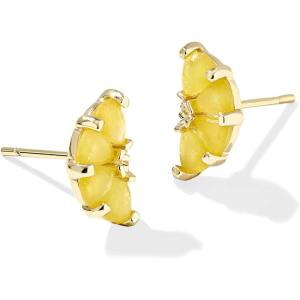 imageKendra Scott Lemon Stud Earrings 14K GoldPlated Brass Fashion Jewelry for Women Yellow Opalite Glass