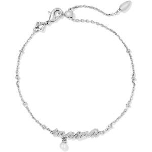 imageKendra Scott Mama Script Delicate Chain Bracelet in White Pearl Fashion Jewelry for WomenRHODIUM  WHITE PEARL