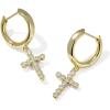 imageKendra Scott Cross Crystal Huggie Earrings Fashion Jewelry for WomenGOLDWHITE CUBIC ZIRCONIA
