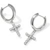 imageKendra Scott Cross Crystal Huggie Earrings Fashion Jewelry for WomenRHODIUMWHITE CUBIC ZIRCONIA