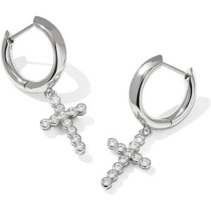 imageKendra Scott Cross Crystal Huggie Earrings Fashion Jewelry for WomenRHODIUMWHITE CUBIC ZIRCONIA